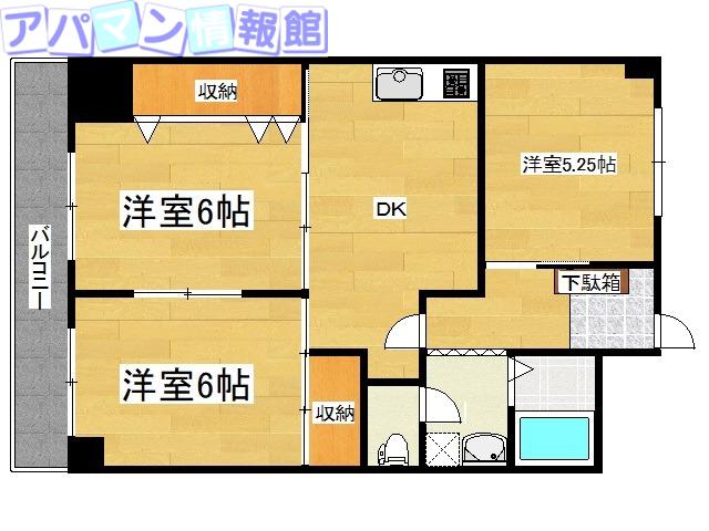 トゥルムホシヤマ(3DK/5階)の間取り写真