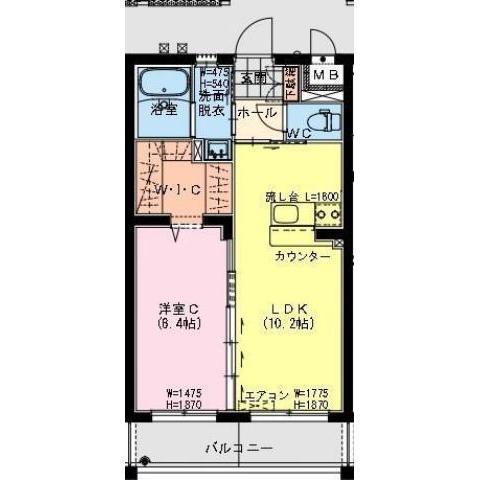 あかねヒルズ南宮崎(1LDK/2階)の間取り写真