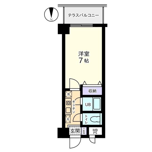 信開トピア足羽(1K/4階)の間取り写真