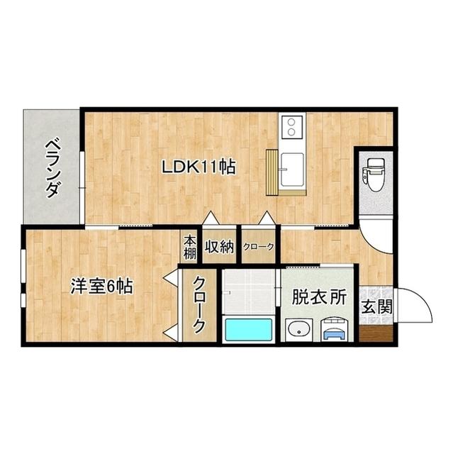 ウエストサイドストラーダ(1LDK/2階)の間取り写真