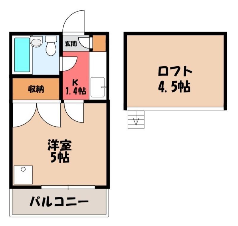 トレニア(1K/2階)の間取り写真