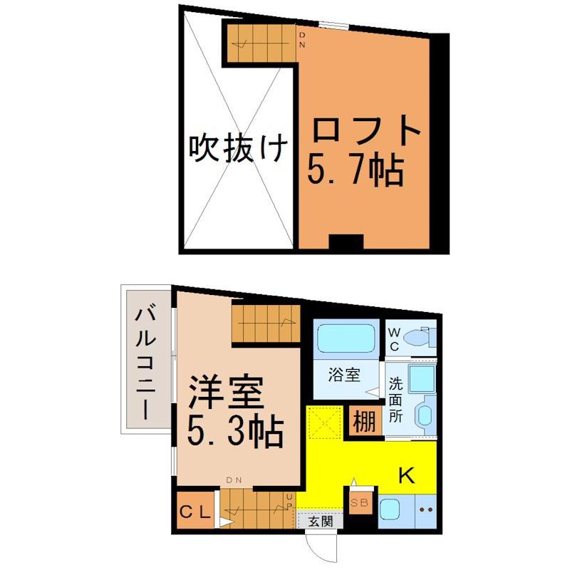 グルージャ黒門(1K/1階)の間取り写真