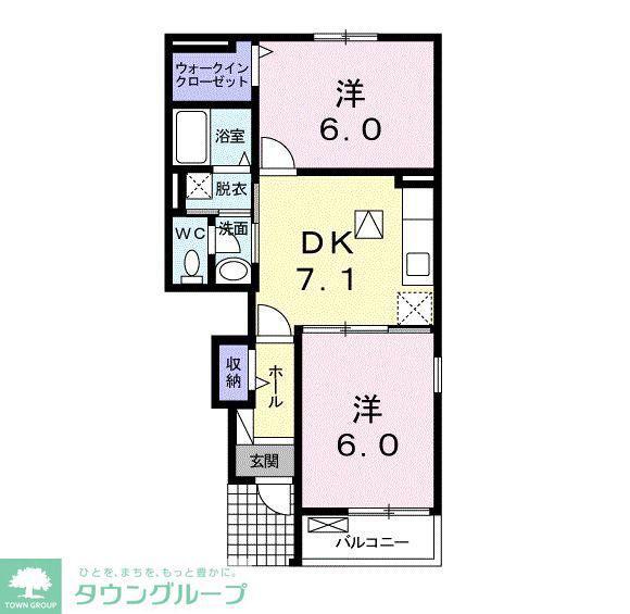 ベル フィオーレII(2DK/1階)の間取り写真