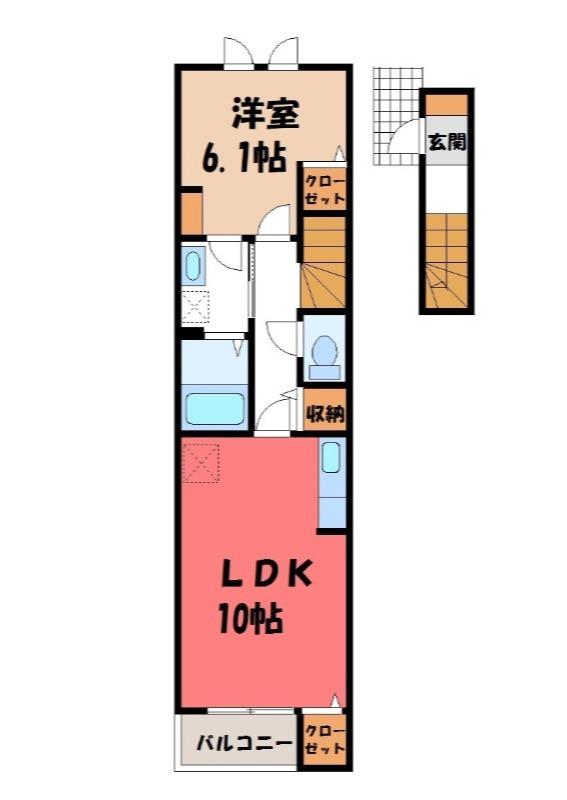 ルミナーレ II(1LDK/2階)の間取り写真