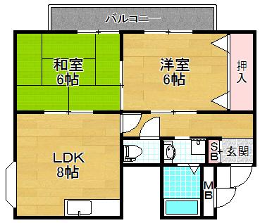 富尾ビル星田(2DK/5階)の間取り写真