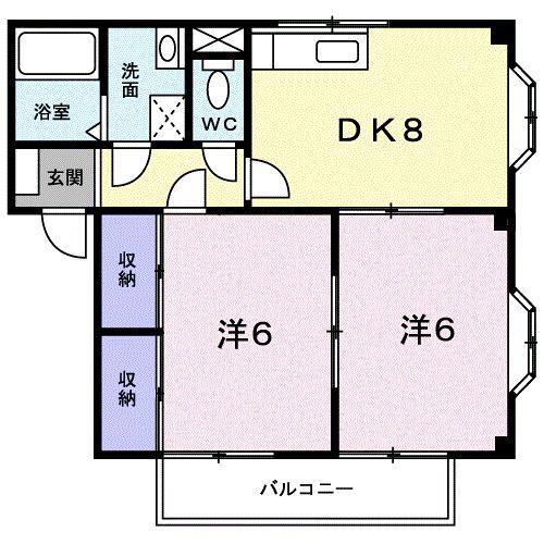 ヴィラマリン A(2DK/1階)の間取り写真