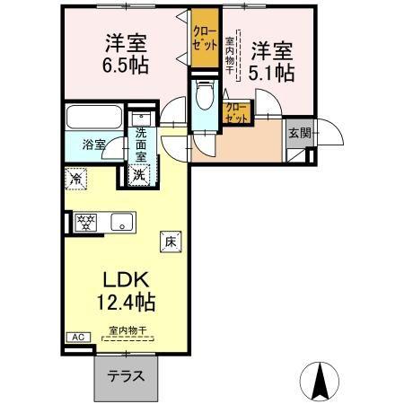 クレール林V(2LDK/1階)の間取り写真