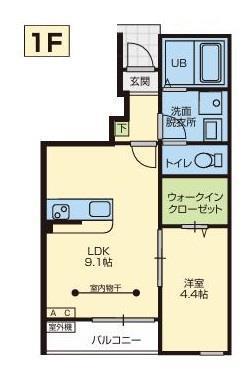 リベルタD(1LDK/1階)の間取り写真