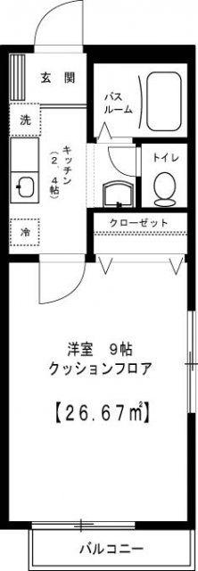 ルミエール狛江ー岩戸北1丁目-(1K/2階)の間取り写真
