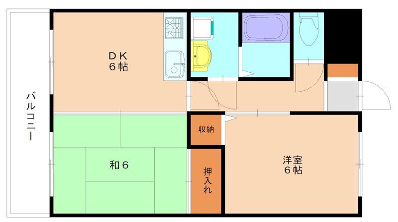 森の元ビル(2DK/2階)の間取り写真