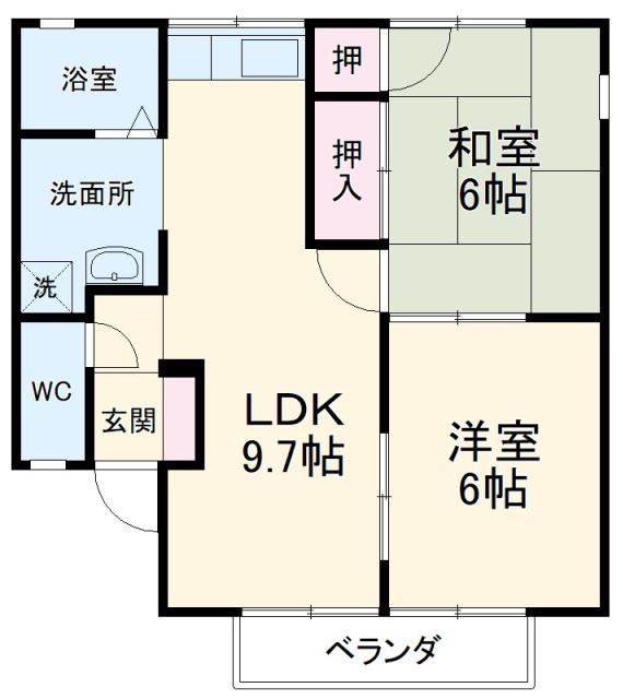 アネックス B棟(2LDK/2階)の間取り写真