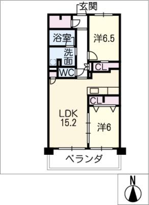 アデグランツ藤が丘(2LDK/4階)の間取り写真