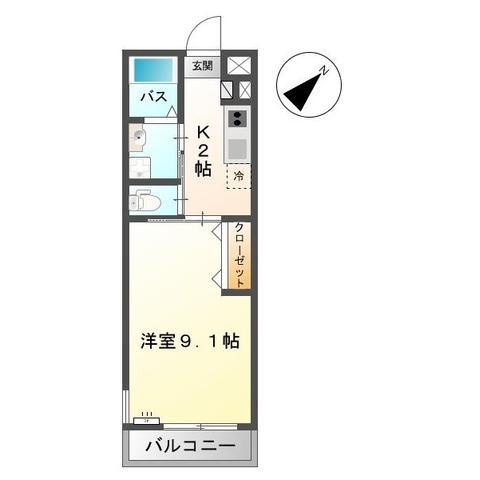 フリージア(1K/1階)の間取り写真
