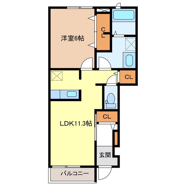 ルピナス(1LDK/1階)の間取り写真