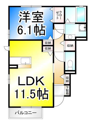 トミユウ・ウチガワラ(1LDK/1階)の間取り写真
