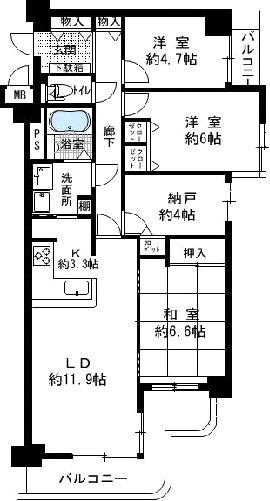 フォレスティア芦屋浜町(3SLDK/2階)の間取り写真