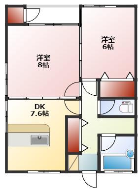 コーポマルマサII(2DK/2階)の間取り写真