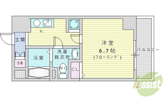 ハピネス江坂(1K/5階)の間取り写真