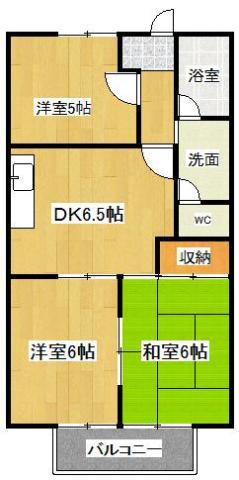 ハイステップ花田C棟(3DK/2階)の間取り写真