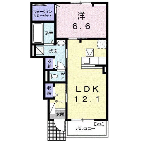 グローヴ・ガーデンXII(1LDK/1階)の間取り写真