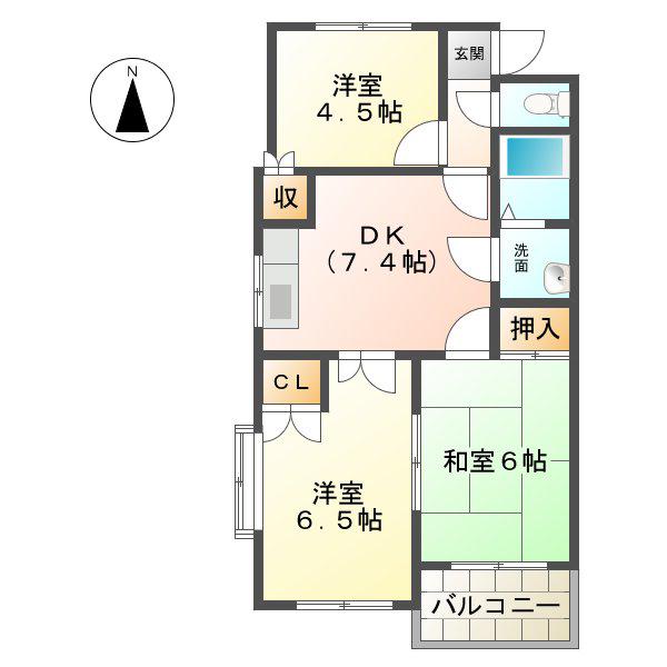 セントラル・アイランド A・B(3DK/2階)の間取り写真