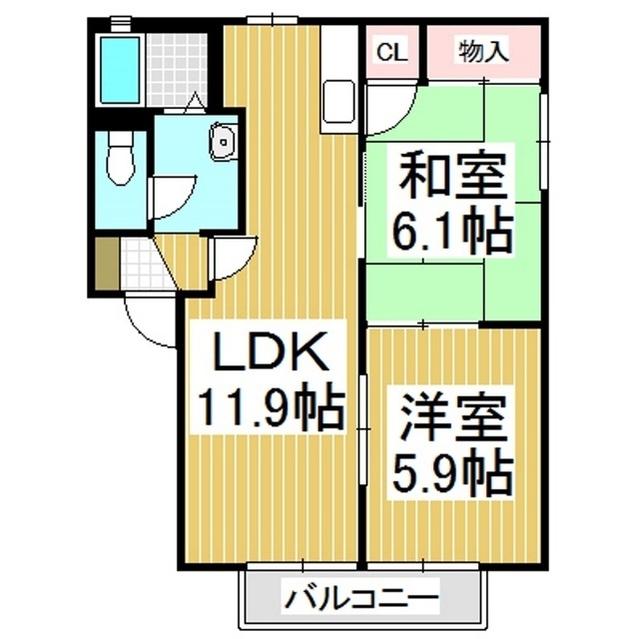 フォーレス サンロード B(2LDK/2階)の間取り写真