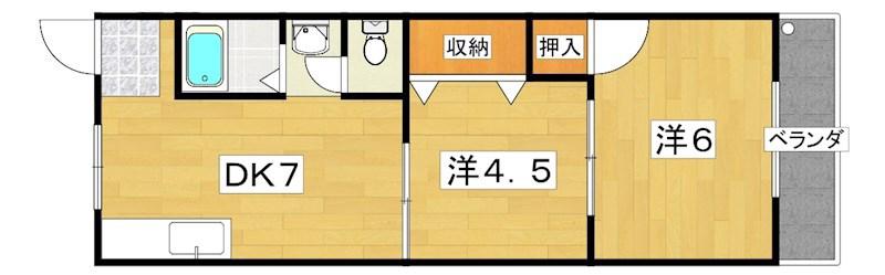 土佐ビル高柳(2DK/3階)の間取り写真