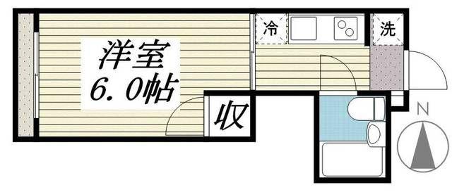 コスモ百合丘(1K/1階)の間取り写真