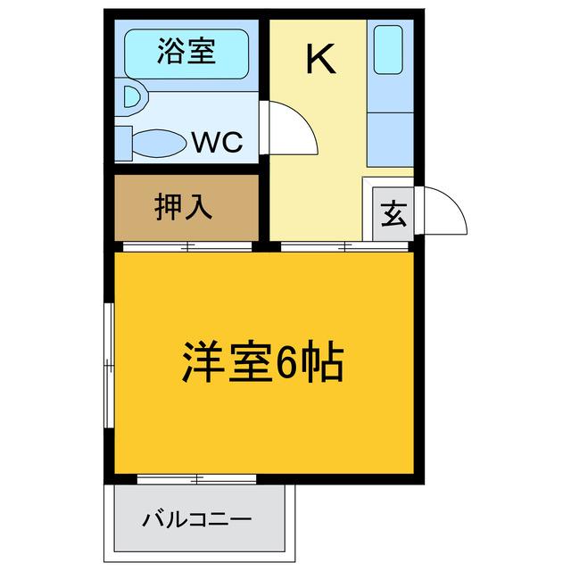 トレゾール中央通(1K/2階)の間取り写真
