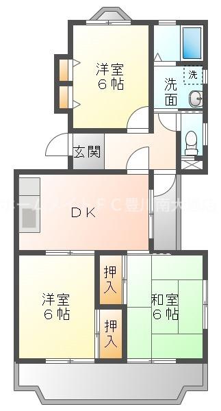 ベルハイムOKADA(3DK/1階)の間取り写真