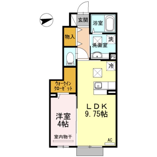 D-ROOM KUKI(1DK/1階)の間取り写真