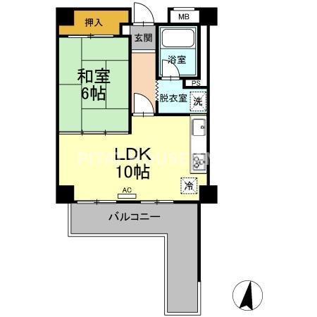 ジャルダン桜町(1LDK/6階)の間取り写真
