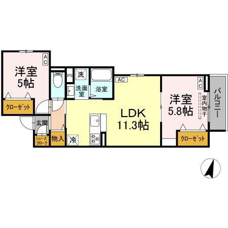 セレスティア西亀有(2LDK/2階)の間取り写真