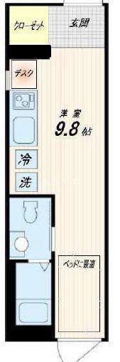 FULLEA神楽坂(ワンルーム/4階)の間取り写真
