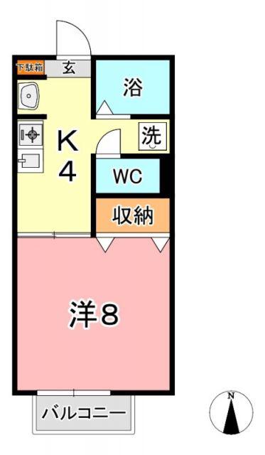 ニングル土倉 C(1K/1階)の間取り写真