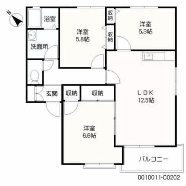 アネシス高尾台C棟(3LDK/2階)の間取り写真