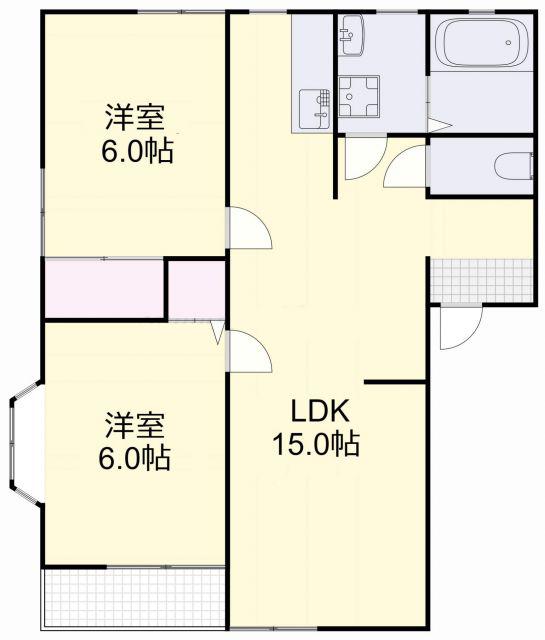 シティハイツクレミ B(2LDK/2階)の間取り写真