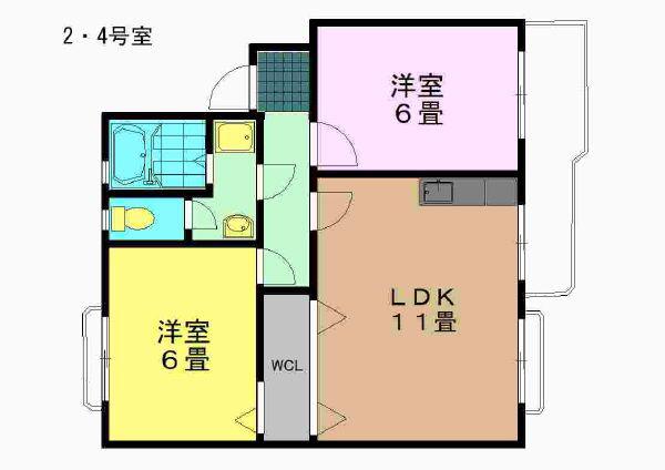 グリーンガーデン稲場A棟(2LDK/2階)の間取り写真