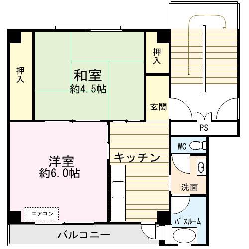 ビレッジハウス松川(2K/5階)の間取り写真