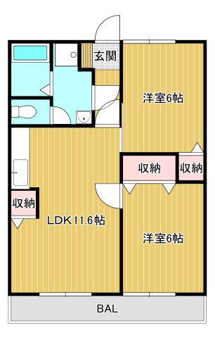 ハレクラニI(2LDK/2階)の間取り写真