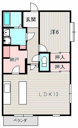 エヴァグリーン(1SLDK/2階)の間取り写真