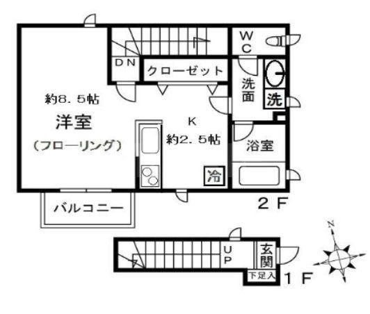 BLANC REFINADO(1K/2階)の間取り写真