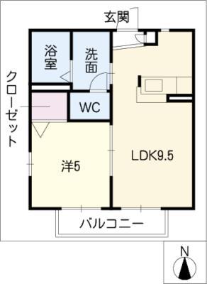 ルミエール山田(1LDK/1階)の間取り写真
