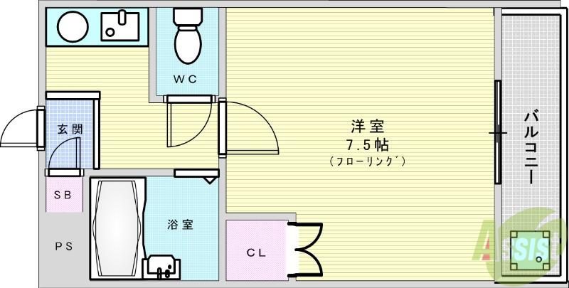 エルデコートあさひが丘(1K/3階)の間取り写真
