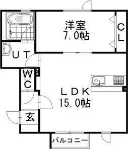 ブラン ノーブル(1LDK/1階)の間取り写真