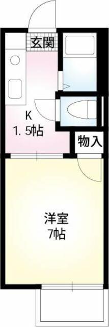 やまゆり(1K/1階)の間取り写真