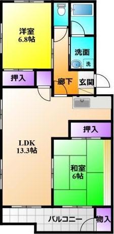 PRESTAGE高丘(2LDK/3階)の間取り写真