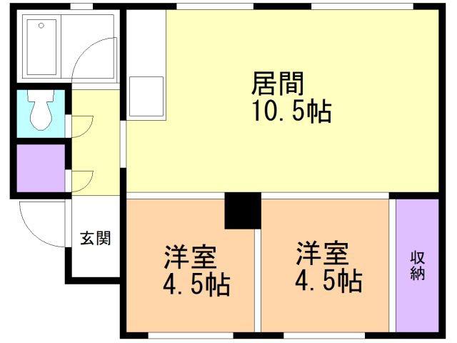 スワンマンション(2LDK/3階)の間取り写真