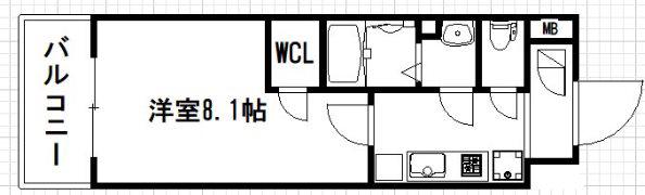 エスプレイス京都RAKUNAN(1K/4階)の間取り写真