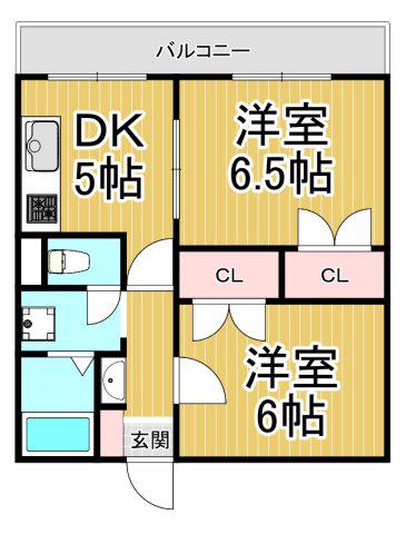 VENTUNO西野(2DK/1階)の間取り写真